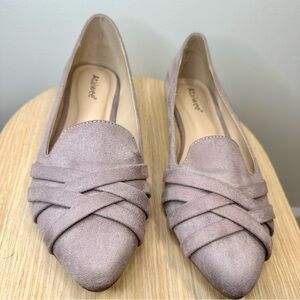 Ataiwee Lavender Faux Suede Flats Shoes Size 7 Women’s Weaving Pointed Toe